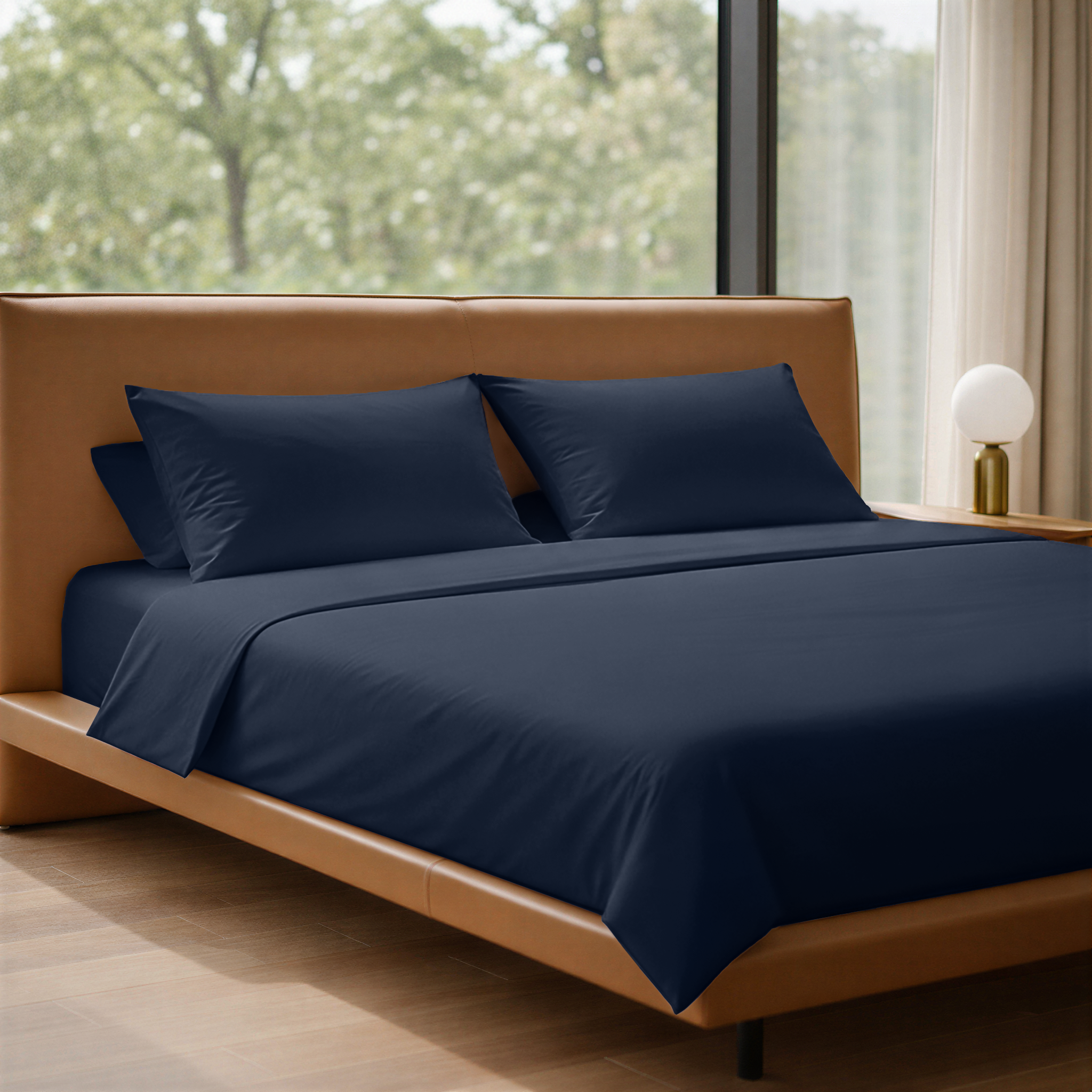 LLM Linens™ CloudLuxe Bamboo Cooling Sheet Set - Deep Navy