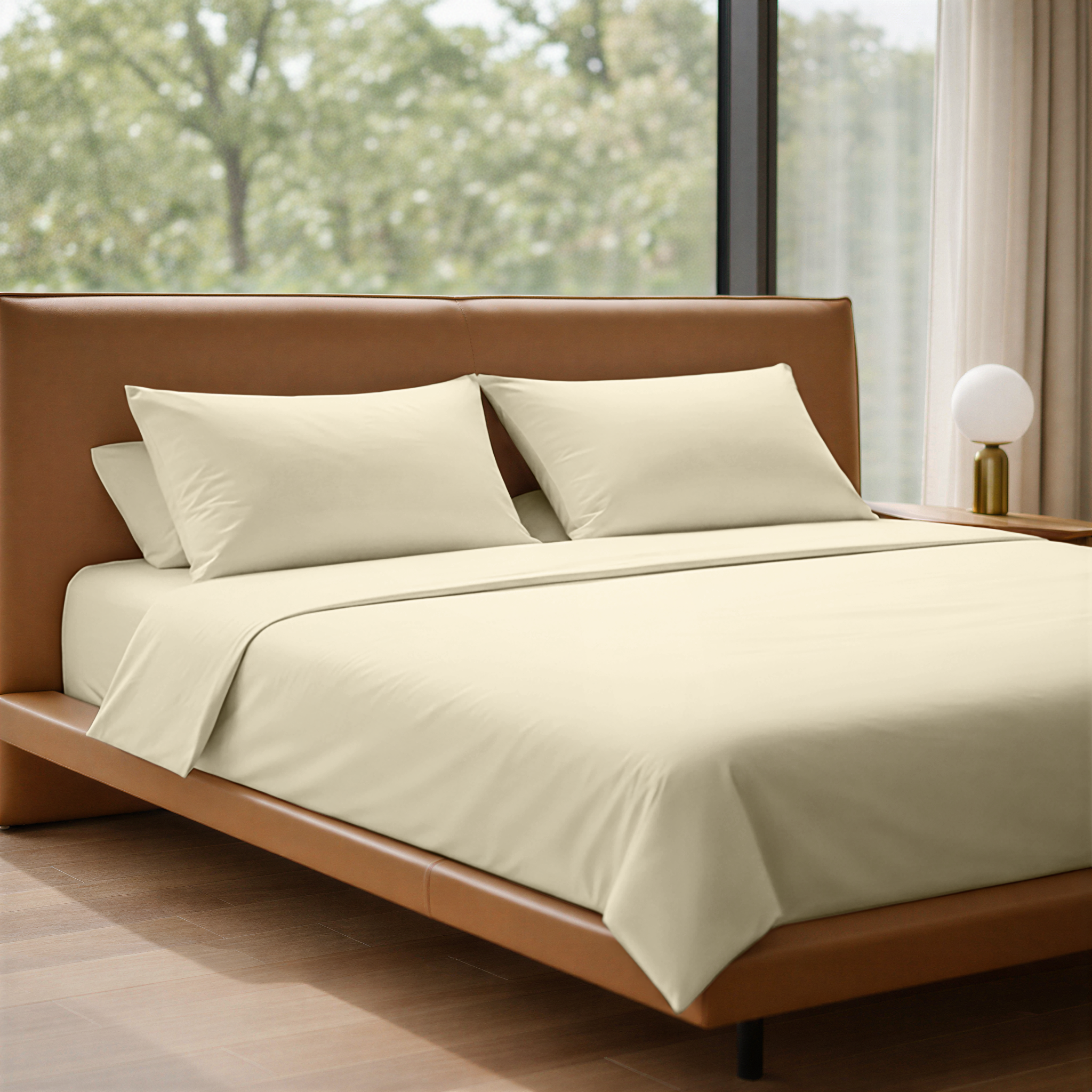 LLM Linens™ CloudLuxe Bamboo Cooling Sheet Set - Soft Ivory