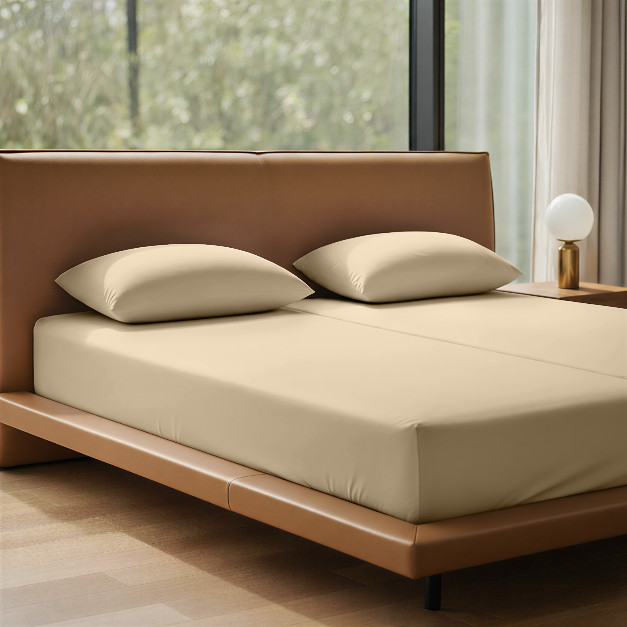 LLM Linens™ CloudLuxe Bamboo Cooling Sheet Set - Sand Beige