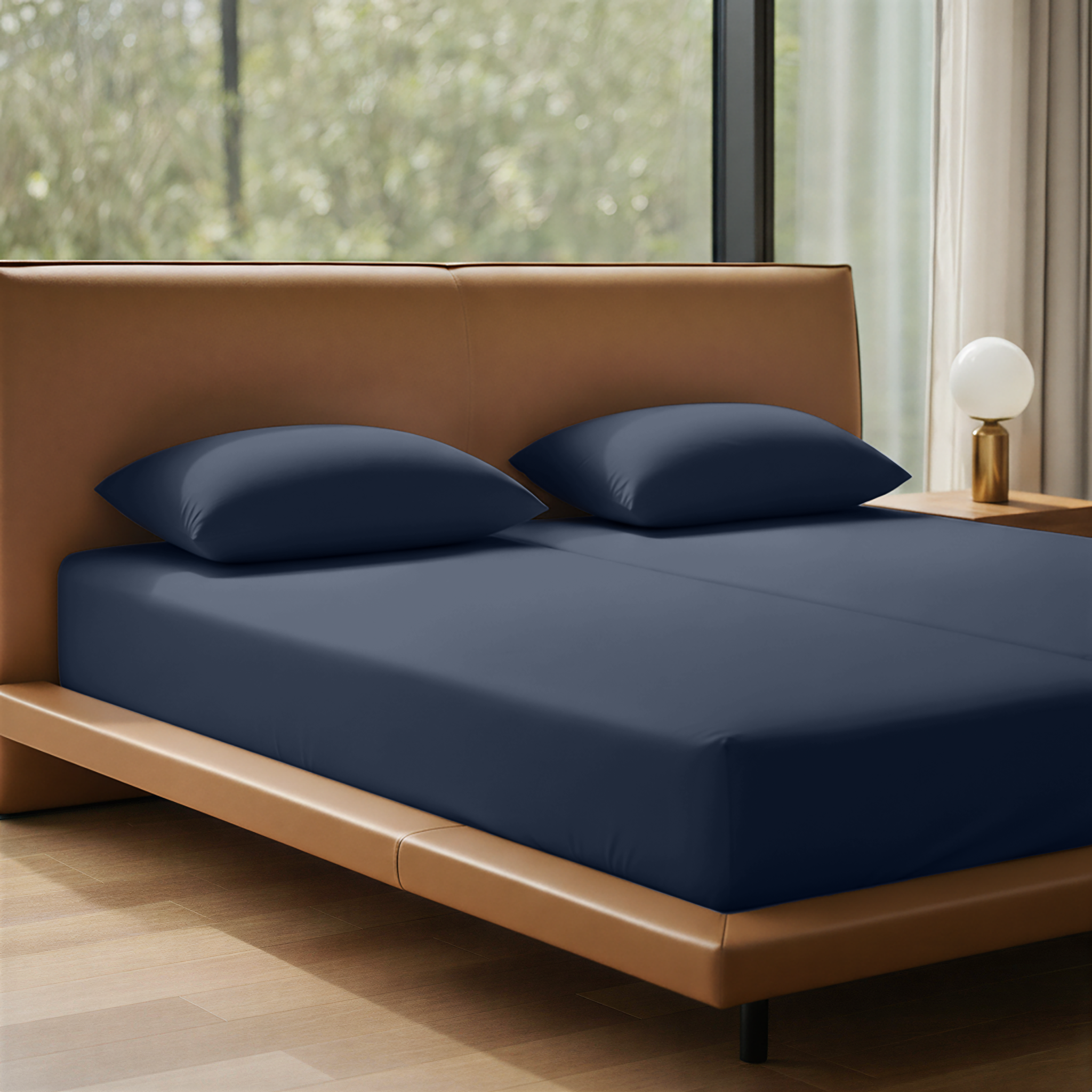 LLM Linens™ CloudLuxe Bamboo Cooling Sheet Set - Deep Navy