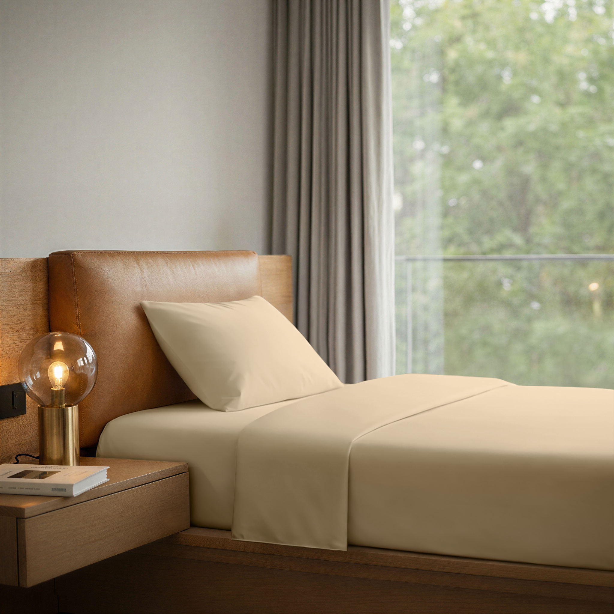 LLM Linens™ CloudLuxe Bamboo Cooling Sheet Set - Sand Beige