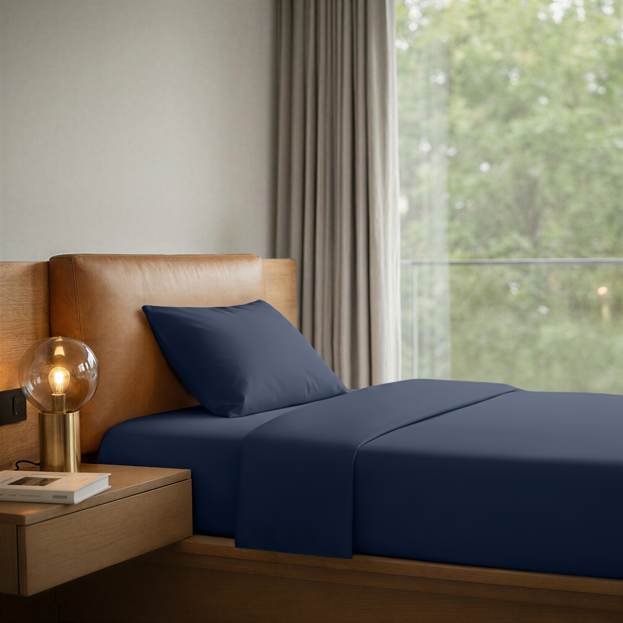 LLM Linens™ CloudLuxe Bamboo Cooling Sheet Set - Deep Navy