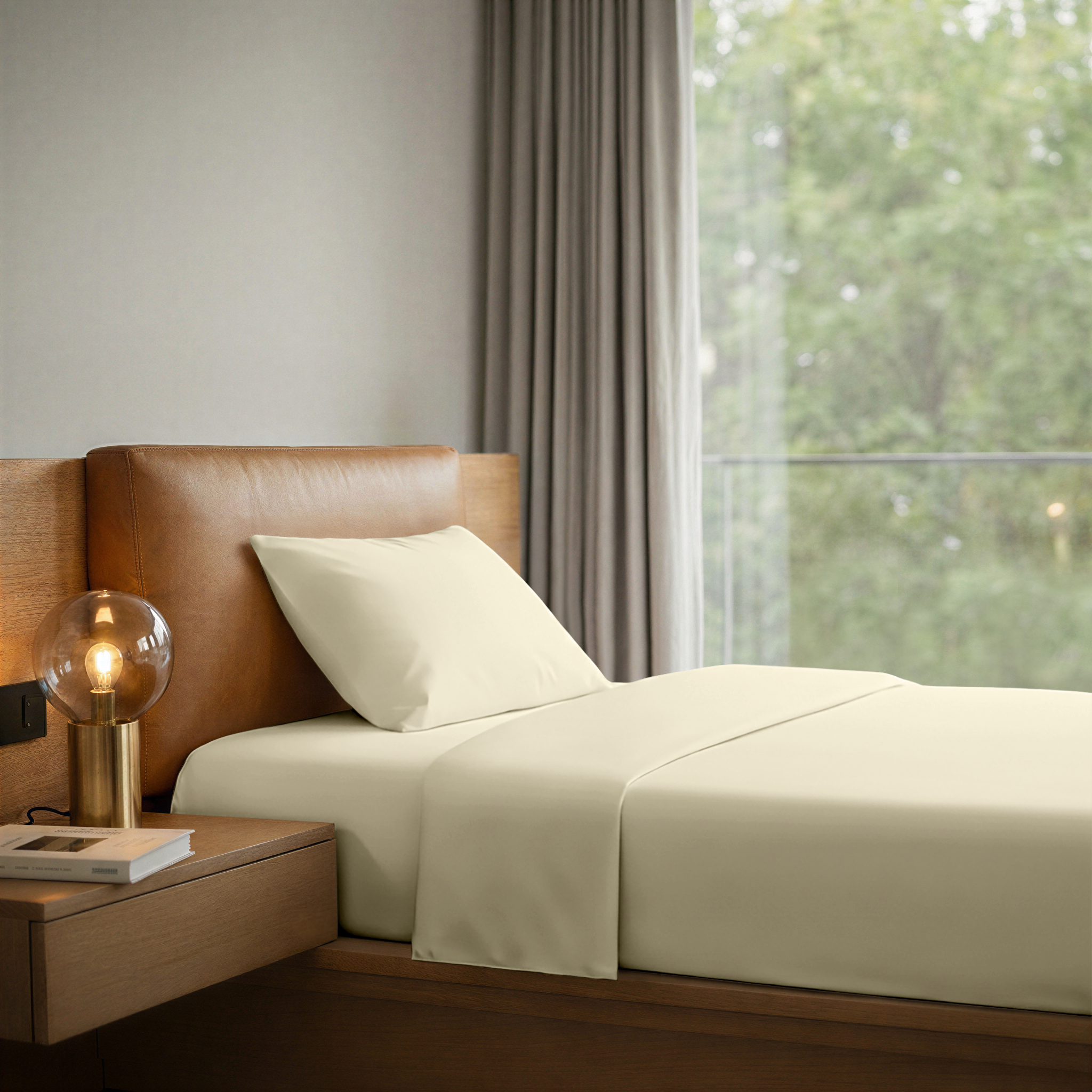 LLM Linens™ CloudLuxe Bamboo Cooling Sheet Set - Soft Ivory