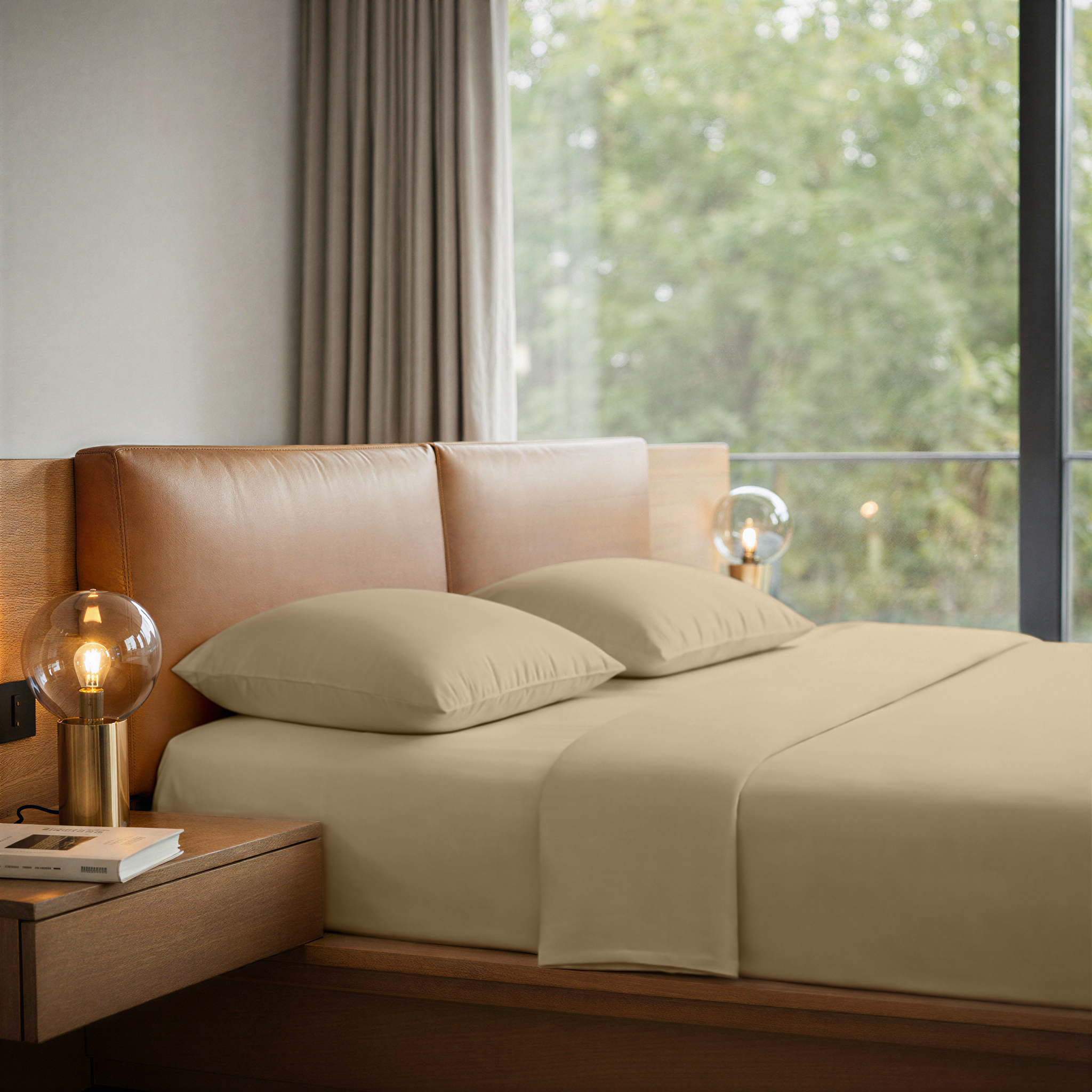 LLM Linens™ CloudLuxe Bamboo Cooling Sheet Set - Sand Beige