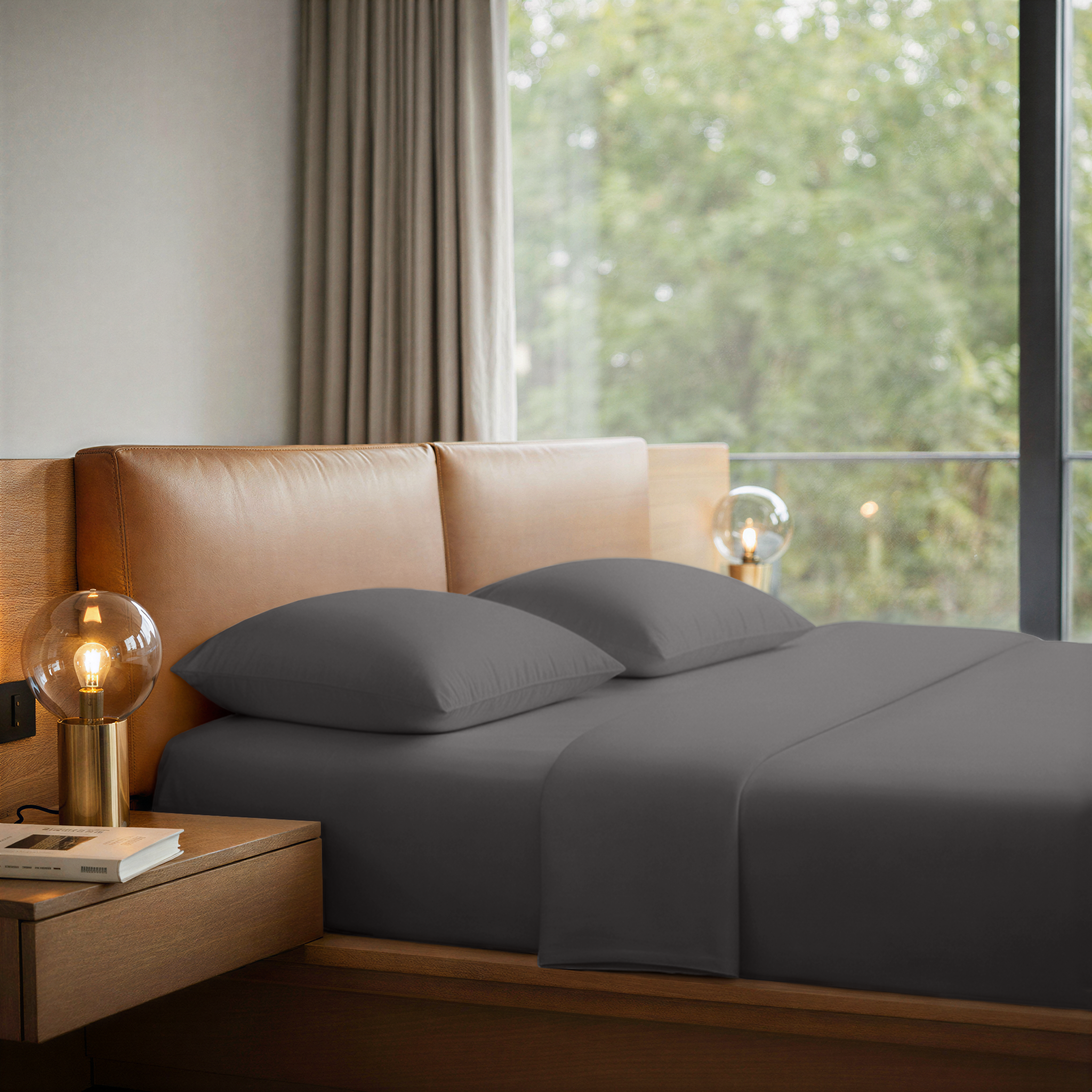 LLM Linens™ CloudLuxe Bamboo Cooling Sheet Set - Slate Gray