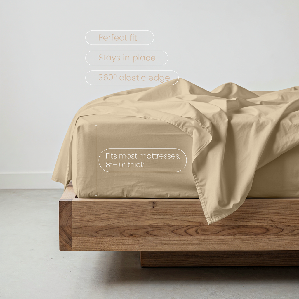 LLM Linens™ CloudLuxe Bamboo Cooling Sheet Set - Sand Beige