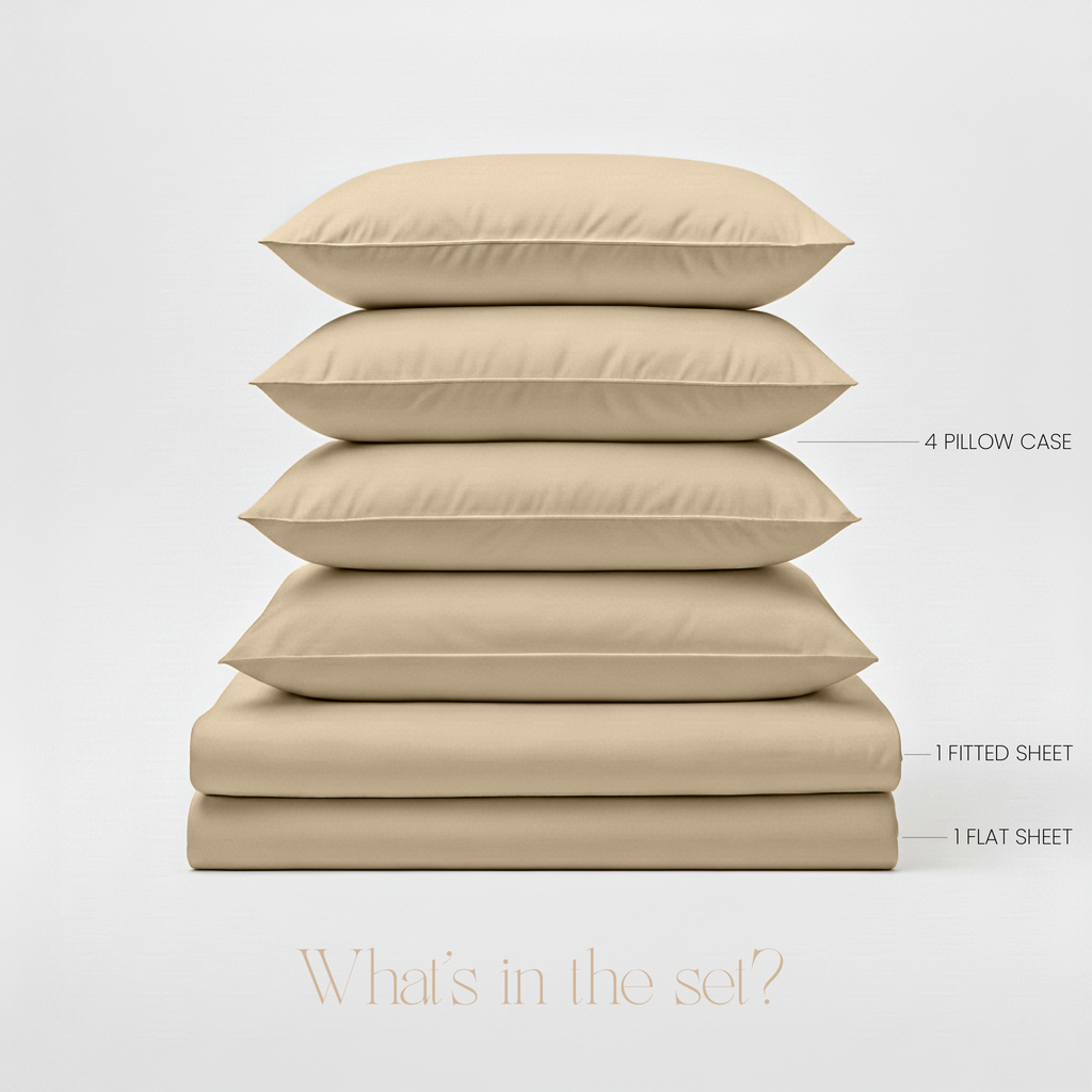 LLM Linens™ CloudLuxe Bamboo Cooling Sheet Set - Sand Beige
