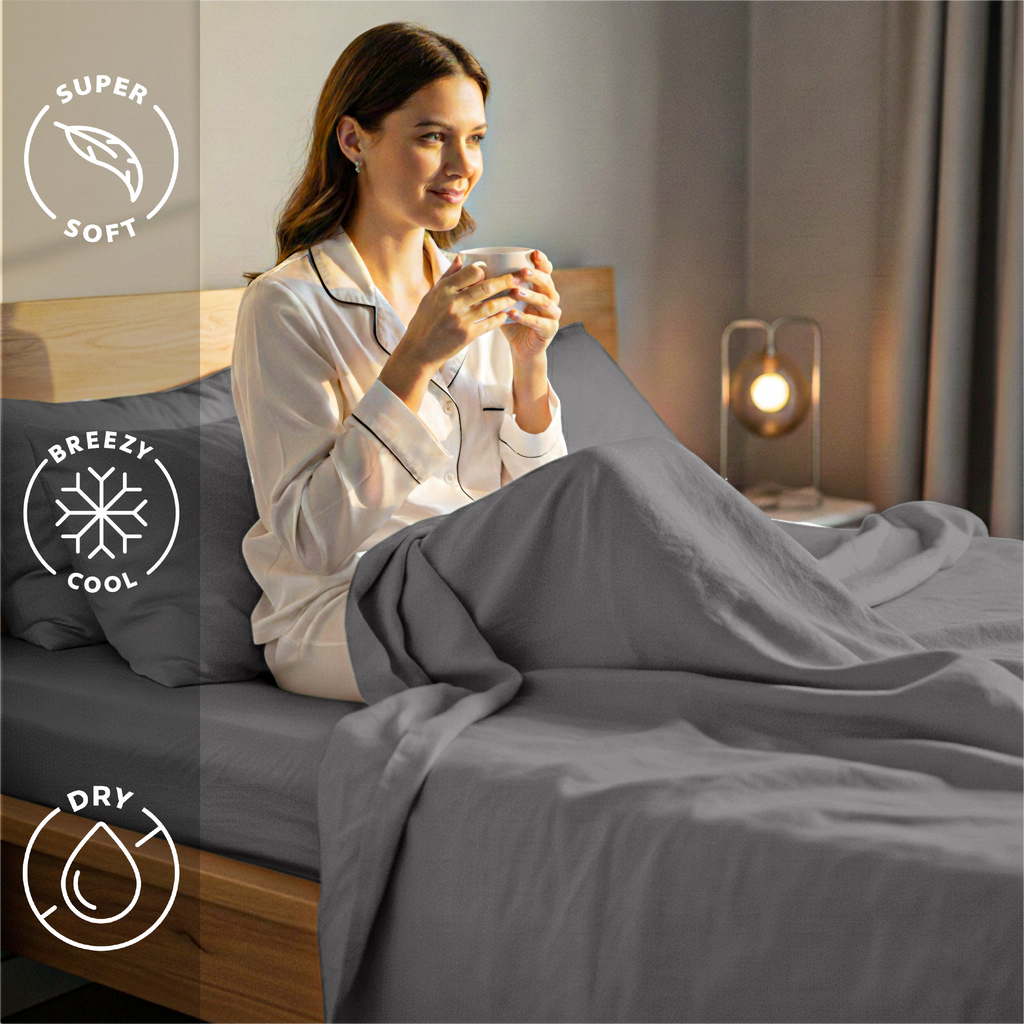 LLM Linens™ CloudLuxe Bamboo Cooling 4 Piece Sheet Set - Queen